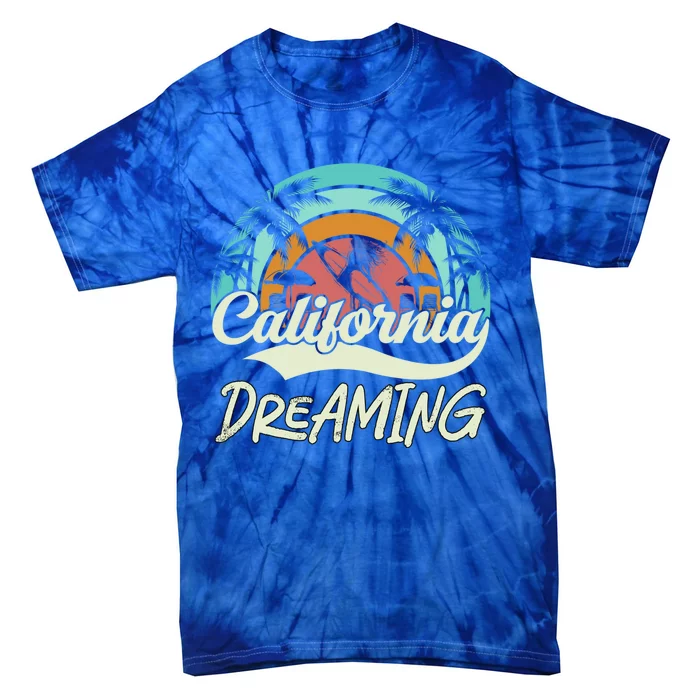 California Dreaming Beach Palm Tree Summer Vacation Surfers Great Gift Tie-Dye T-Shirt