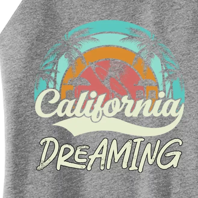 California Dreaming Beach Palm Tree Summer Vacation Surfers Great Gift Women’s Perfect Tri Rocker Tank