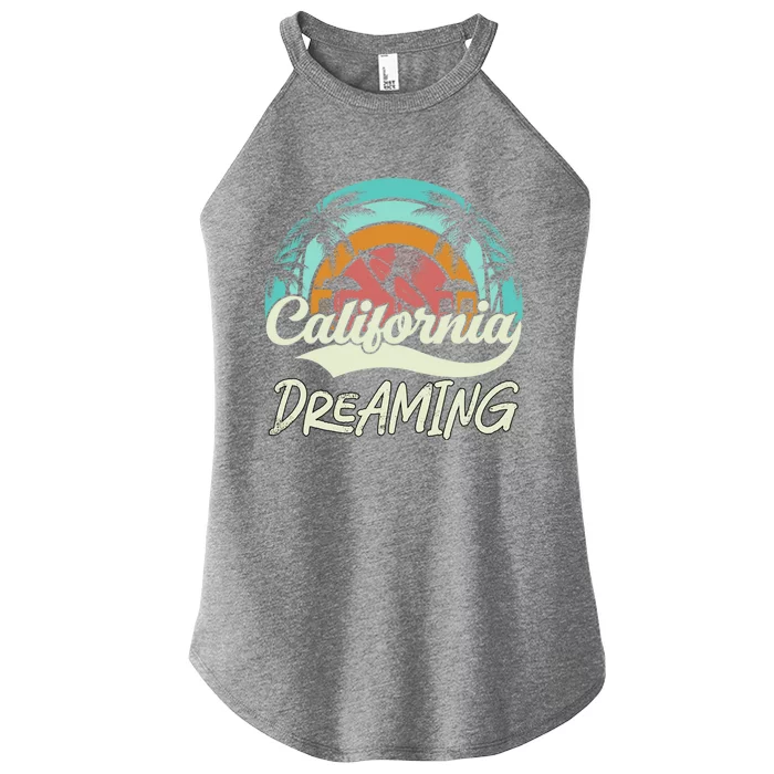 California Dreaming Beach Palm Tree Summer Vacation Surfers Great Gift Women’s Perfect Tri Rocker Tank