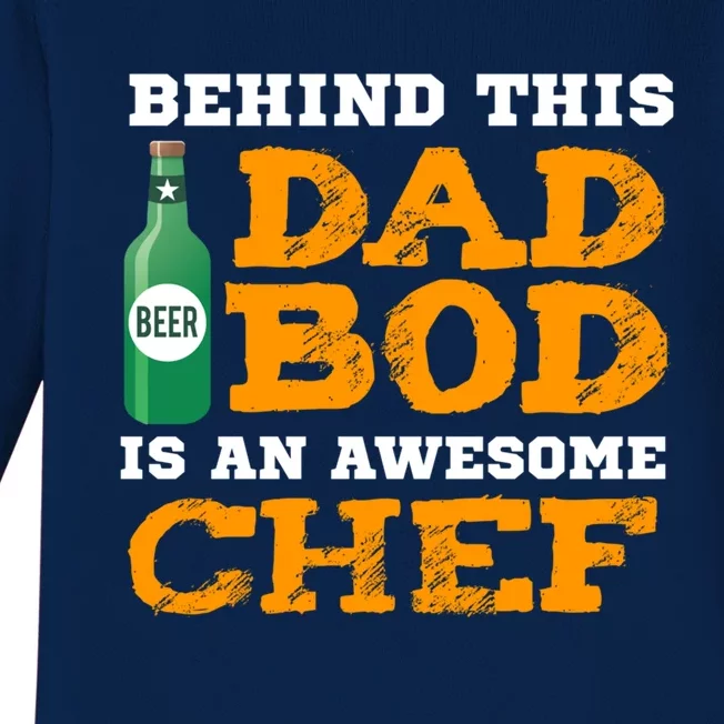 Chef Dad Bod Funny Fathers Gift For Birthday Christmas Gift Baby Long Sleeve Bodysuit