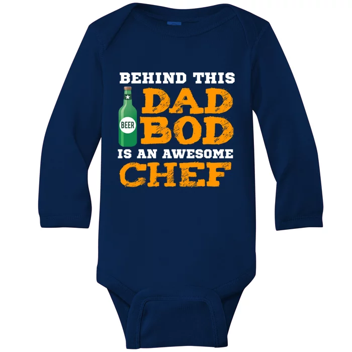 Chef Dad Bod Funny Fathers Gift For Birthday Christmas Gift Baby Long Sleeve Bodysuit