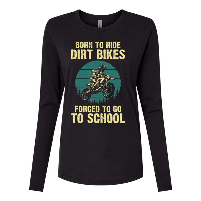 Cute Dirt Bike Art For Motorcycle Dirtbike Racing Womens Cotton Relaxed Long Sleeve T-Shirt