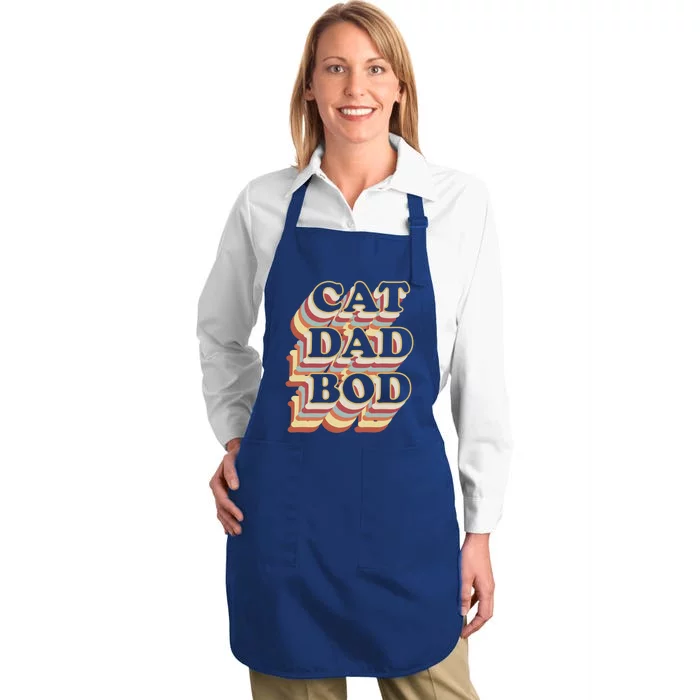 Cat Dad Bod Vintage Gym Funny Gift For Cat Dads Cool Gift Full-Length Apron With Pocket