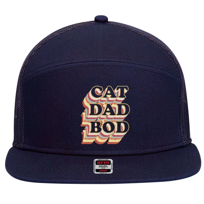 Cat Dad Bod Vintage Gym Funny Gift For Cat Dads Cool Gift 7 Panel Mesh Trucker Snapback Hat