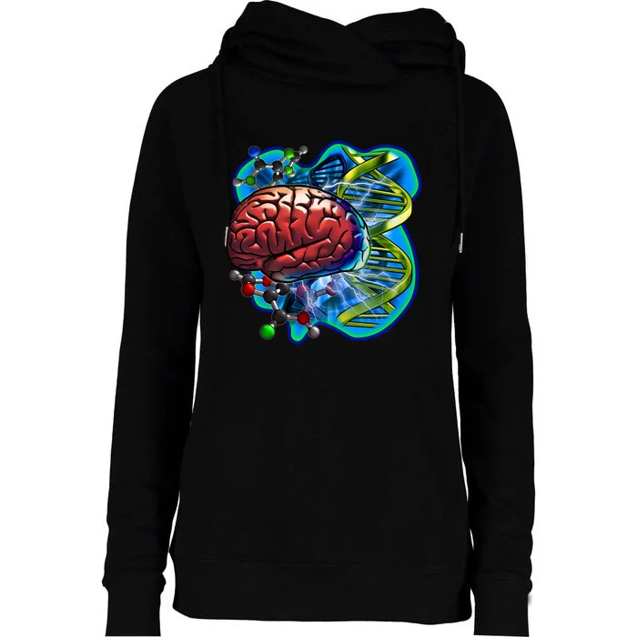 Cool DNA Brain Womens Funnel Neck Pullover Hood