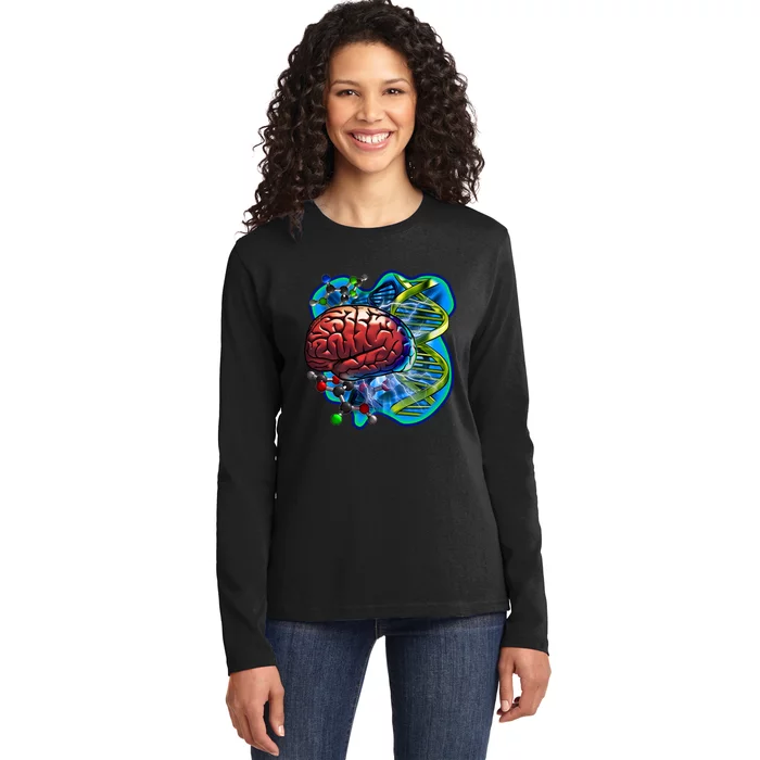 Cool DNA Brain Ladies Long Sleeve Shirt