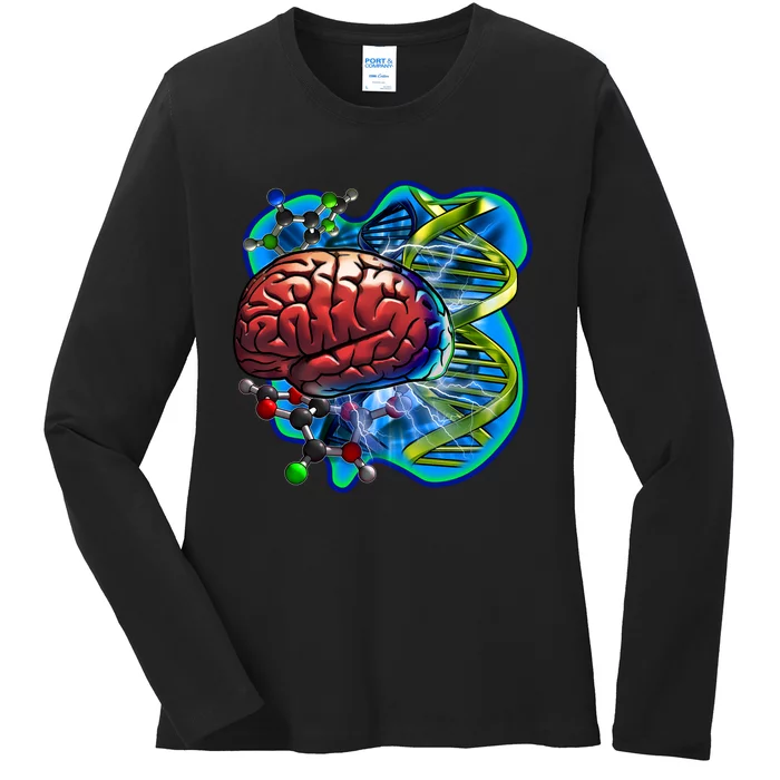 Cool DNA Brain Ladies Long Sleeve Shirt