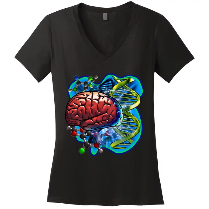 Cool DNA Brain Women's V-Neck T-Shirt