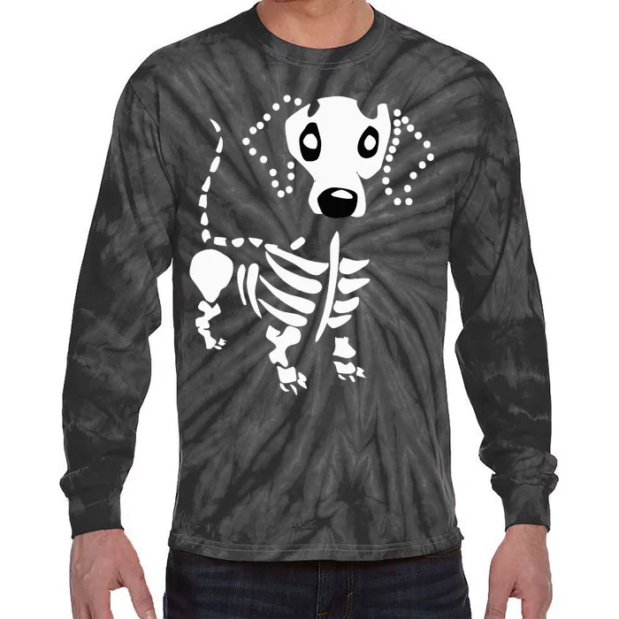 Cute Dachshund Bone Skeleton Dachshund Wiener Dog Tie-Dye Long Sleeve Shirt