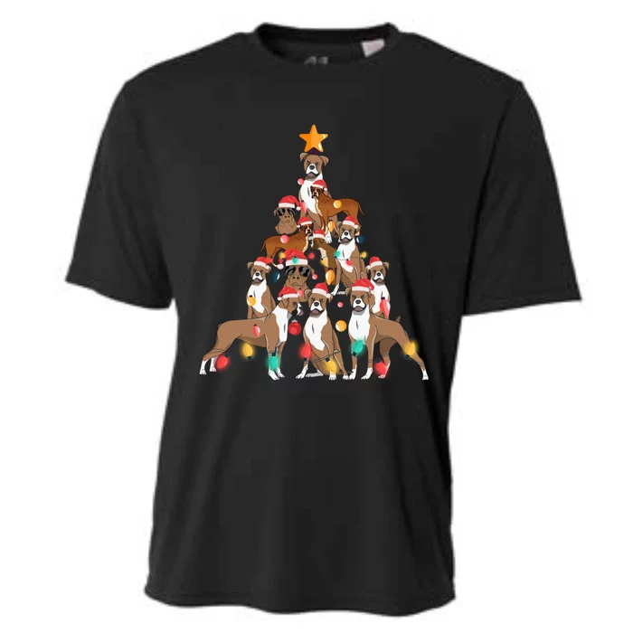 Christmas Dog Boxer Tree Holiday Funny Gift Dog Lover Funny Xmas Cute Gift Cooling Performance Crew T-Shirt