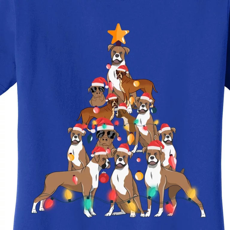 Christmas Dog Boxer Tree Holiday Funny Gift Dog Lover Funny Xmas Cute Gift Women's T-Shirt