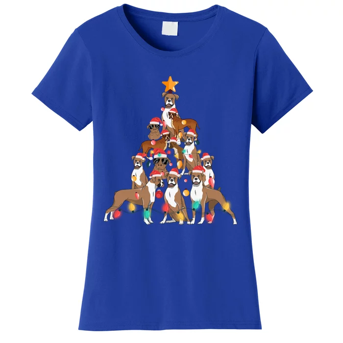 Christmas Dog Boxer Tree Holiday Funny Gift Dog Lover Funny Xmas Cute Gift Women's T-Shirt