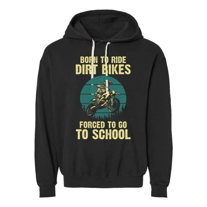 Cute Dirt Bike Art Motorcycle Dirtbike Racing Garment-Dyed Fleece Hoodie