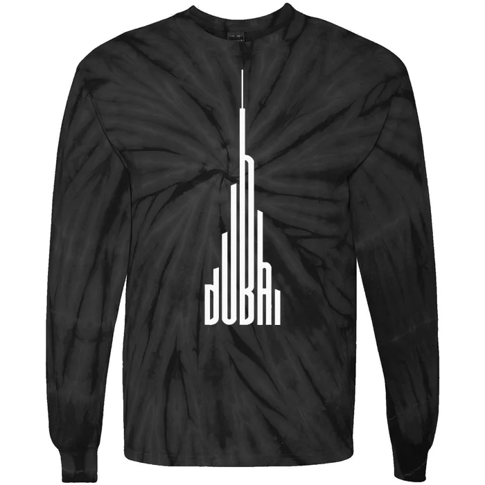 Cool Dubai Burj Khalifa Skyscraper Vintage Royalty Dubai UAE Tie-Dye Long Sleeve Shirt