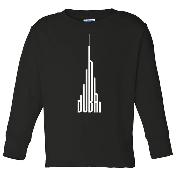 Cool Dubai Burj Khalifa Skyscraper Vintage Royalty Dubai UAE Toddler Long Sleeve Shirt