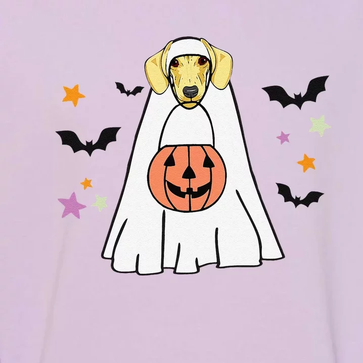 Cream Dachshund Boo Ghost Dog Lover Halloween Garment-Dyed Sweatshirt