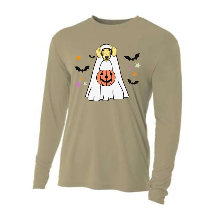 Cream Dachshund Boo Ghost Dog Lover Halloween Cooling Performance Long Sleeve Crew