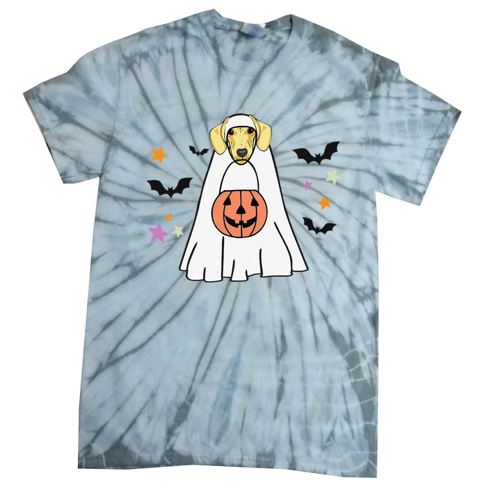 Cream Dachshund Boo Ghost Dog Lover Halloween Tie-Dye T-Shirt