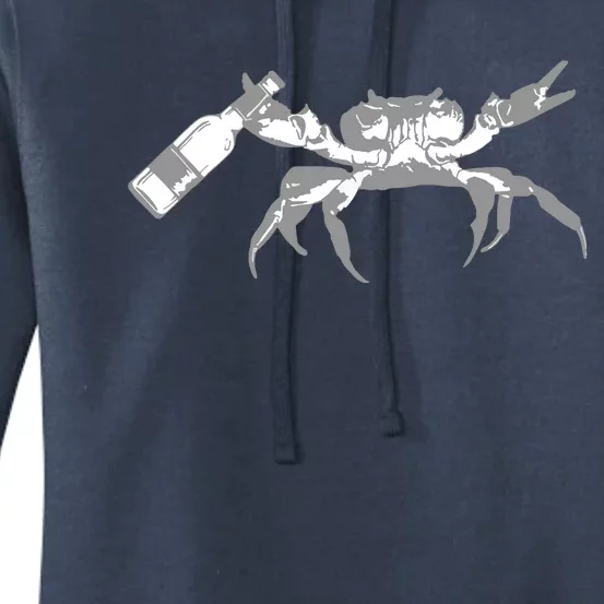 Crab Drinking Beer Women's Pullover Hoodie