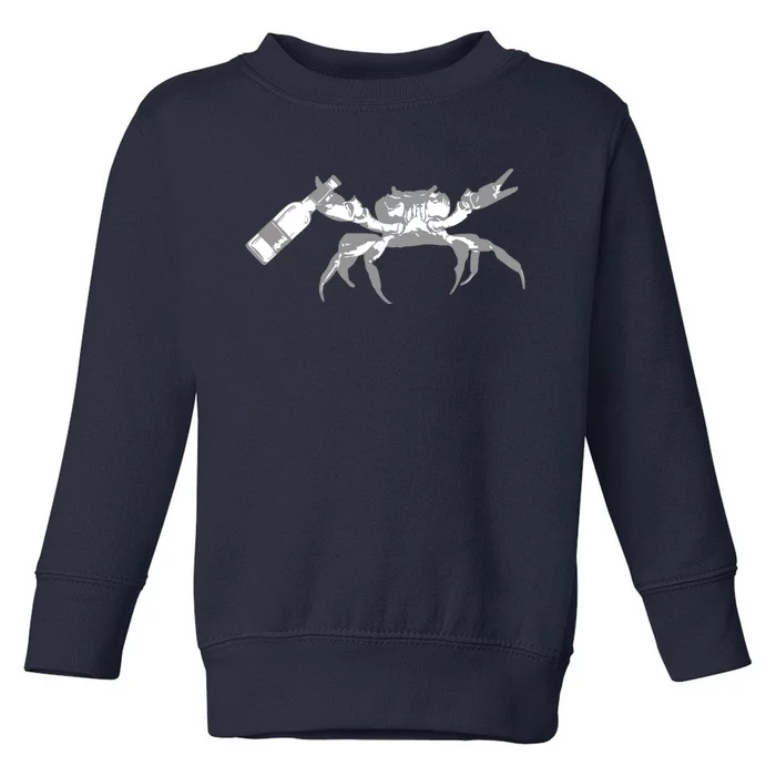 Crab Drinking Beer Toddler Sweatshirt