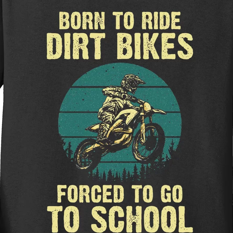 Cute Dirt Bike Art For Women Motorcycle Dirtbike Kids Long Sleeve Shirt