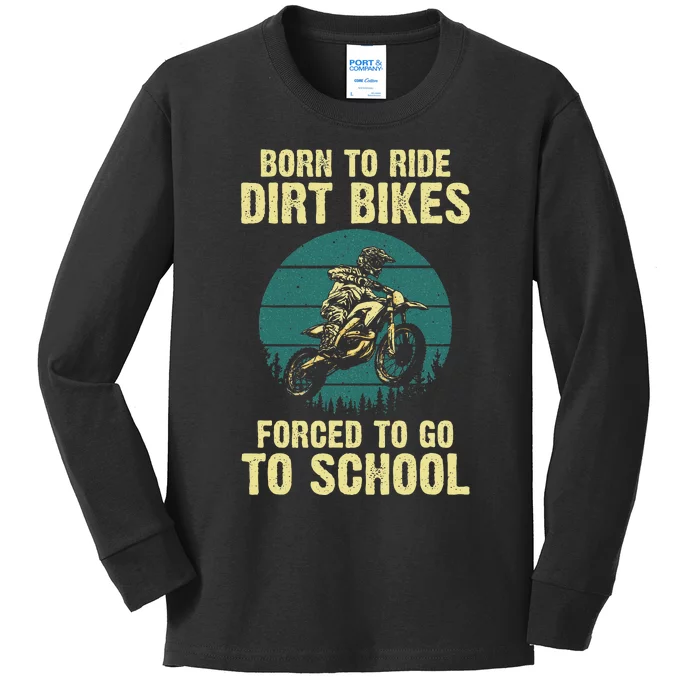 Cute Dirt Bike Art For Women Motorcycle Dirtbike Kids Long Sleeve Shirt