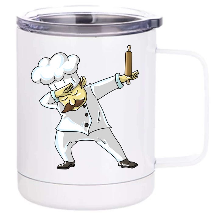 Cute Dabbing Chef Funny Dab Dance Pastry Cook Food Gift Front & Back 12oz Stainless Steel Tumbler Cup