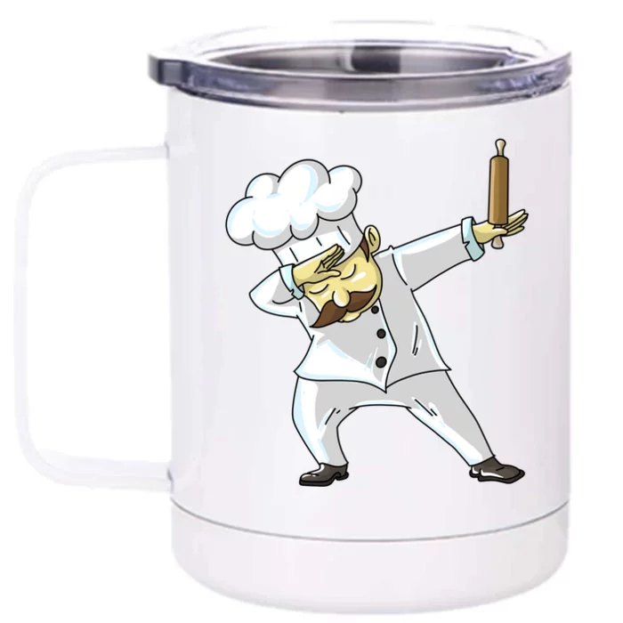 Cute Dabbing Chef Funny Dab Dance Pastry Cook Food Gift Front & Back 12oz Stainless Steel Tumbler Cup