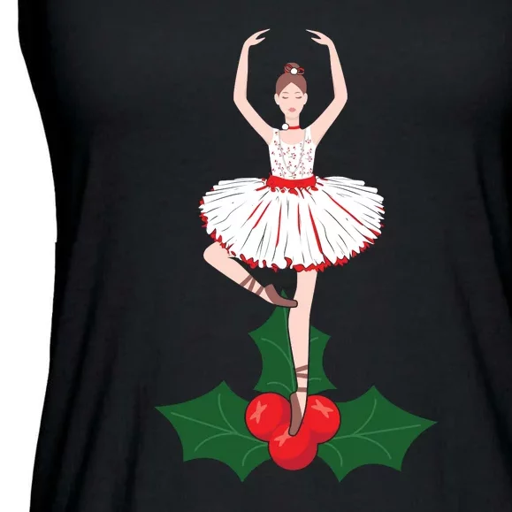 Cute Dance Christmas Ballerina Girls Ballet Dancer Ladies Essential Flowy Tank