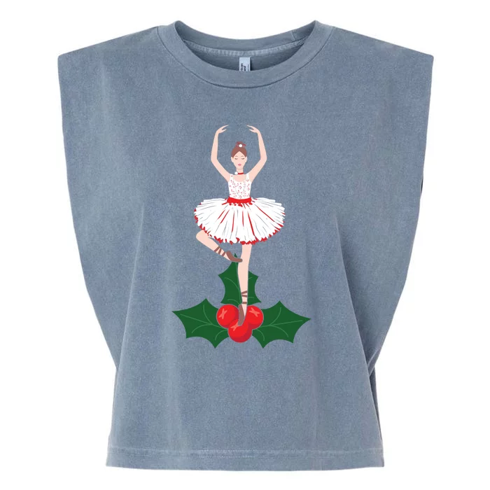 Cute Dance Christmas Ballerina Girls Ballet Dancer Garment-Dyed Women's Muscle Tee