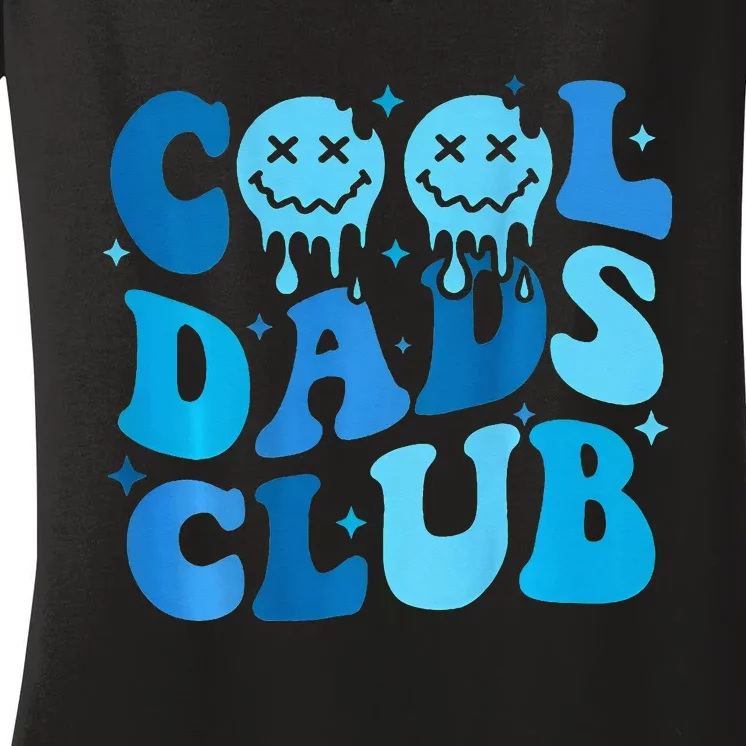 Cool Dads Club Retro Groovy Dad FatherS Day Women's V-Neck T-Shirt