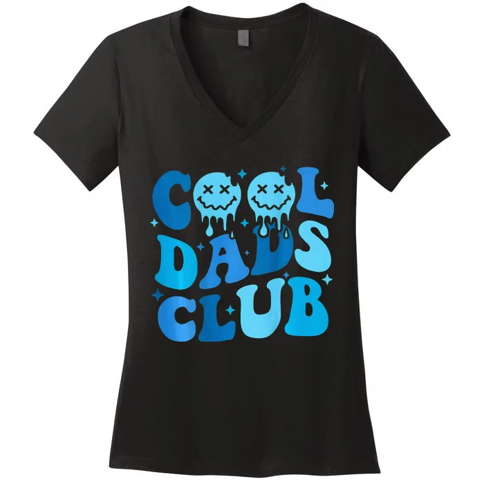 Cool Dads Club Retro Groovy Dad FatherS Day Women's V-Neck T-Shirt