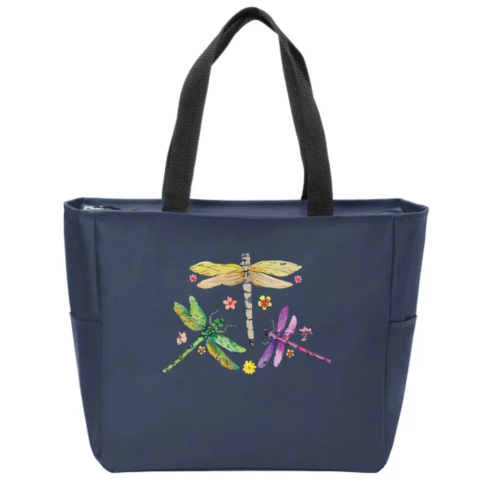 Colorful Dragonflies Zip Tote Bag