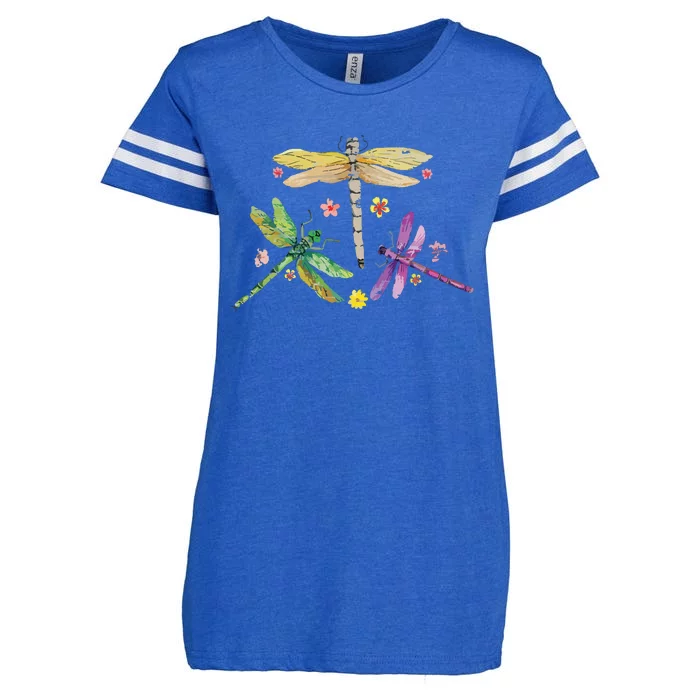 Colorful Dragonflies Enza Ladies Jersey Football T-Shirt