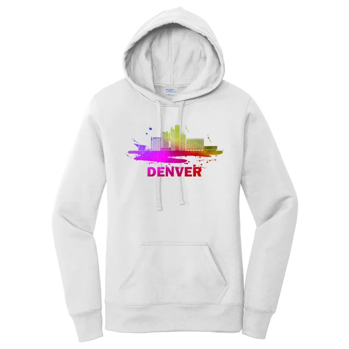 Colorful Denver Cityscape Denver Colorado Skyline Women's Pullover Hoodie