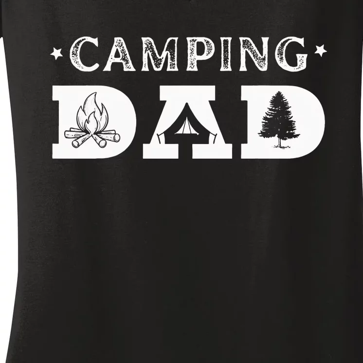 Camping Dad Campfire Outdoor Camper Awesome Papa Fathers Day Women's V-Neck T-Shirt