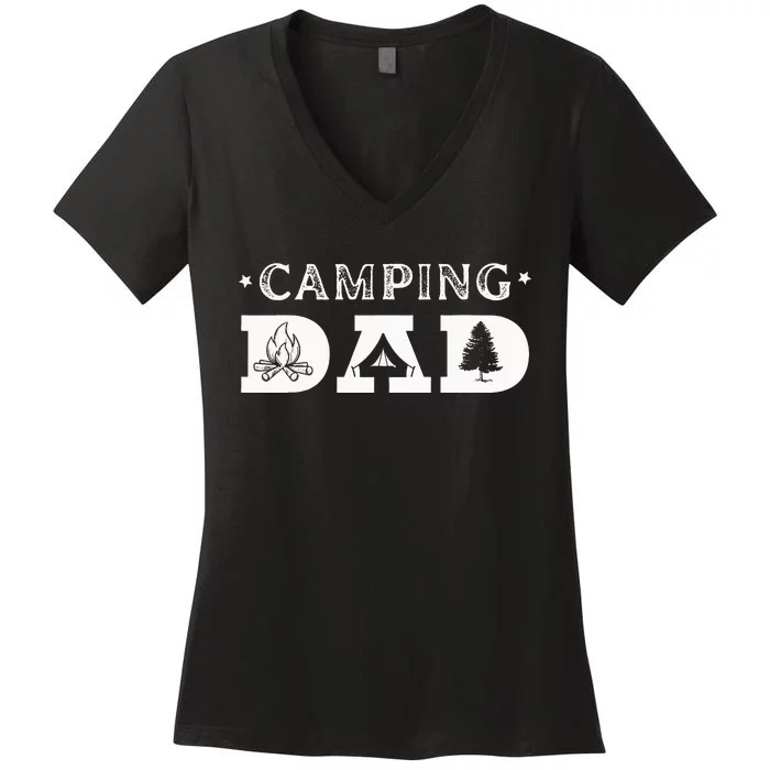 Camping Dad Campfire Outdoor Camper Awesome Papa Fathers Day Women's V-Neck T-Shirt