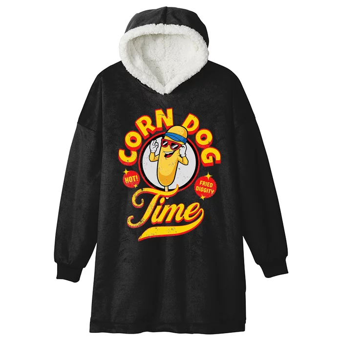 Corn Dog Carnival Food Fried Corndog Lover Hooded Wearable Blanket