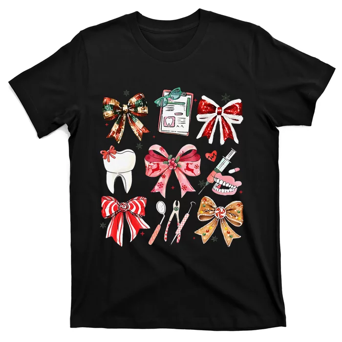 Coquette Dental Christmas Dental Hygienist Stay Merry Bright T-Shirt