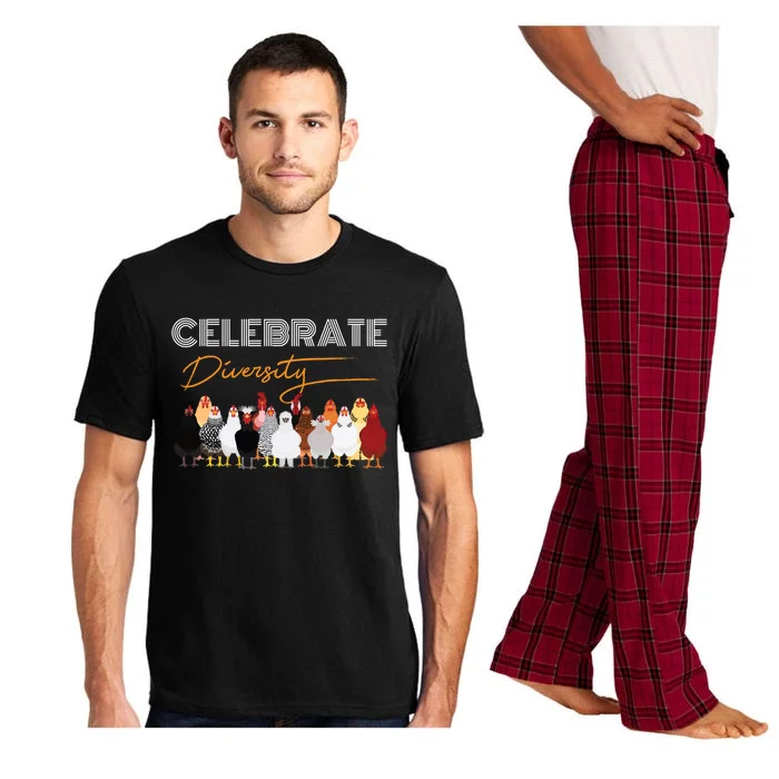 Celebrate Diversity Chickens Funny Graphic Tee Chicken Cute Gift Pajama Set