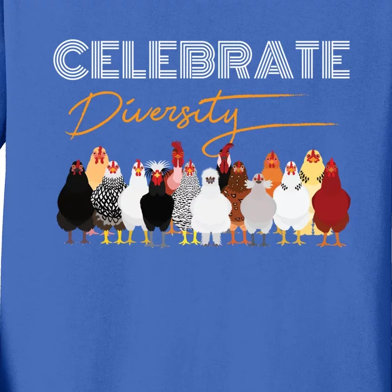 Celebrate Diversity Chickens Funny Graphic Tee Chicken Cute Gift Kids Long Sleeve Shirt