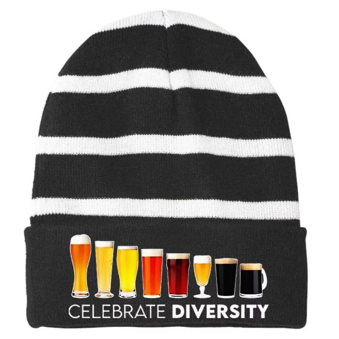 Celebrate Diversity Cocktails Beer Lover Drinking Bartender Striped Beanie with Solid Band