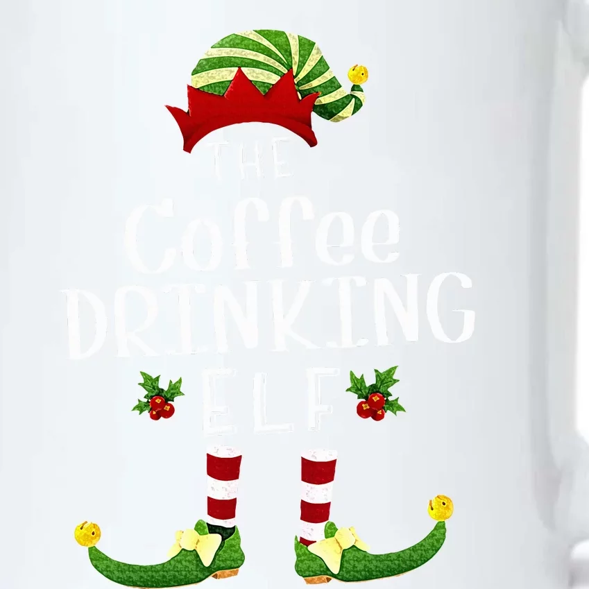 Coffee Drinking Christmas Elf Matching Pajama XMas Party Black Color Changing Mug