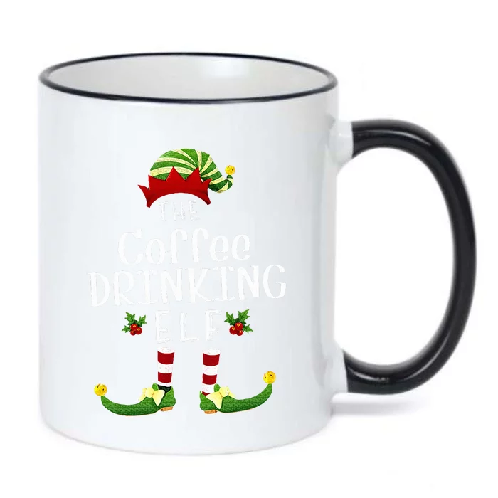 Coffee Drinking Christmas Elf Matching Pajama XMas Party Black Color Changing Mug