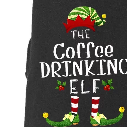 Coffee Drinking Christmas Elf Matching Pajama XMas Party Doggie 3-End Fleece Hoodie