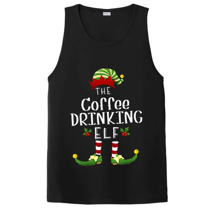 Coffee Drinking Christmas Elf Matching Pajama XMas Party Performance Tank