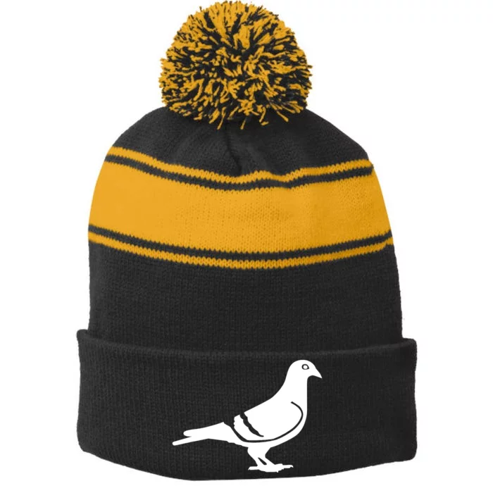 Cute dove Stripe Pom Pom Beanie