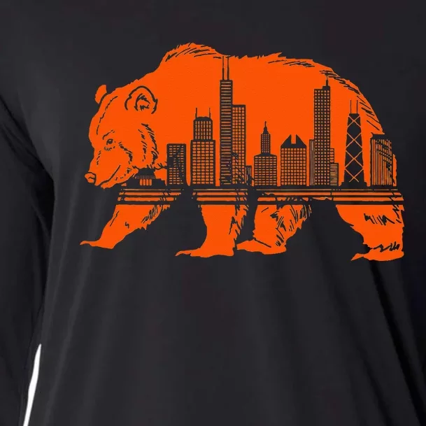 Chicago Downtown City Skyline Illinois Pride Cooling Performance Long Sleeve Crew