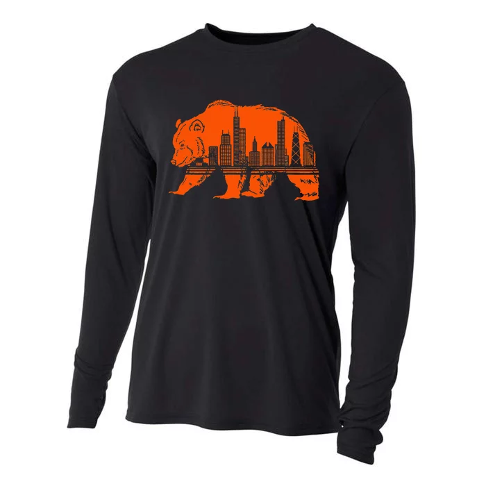 Chicago Downtown City Skyline Illinois Pride Cooling Performance Long Sleeve Crew