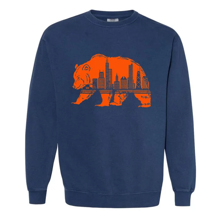 Chicago Downtown City Skyline Illinois Pride Garment-Dyed Sweatshirt